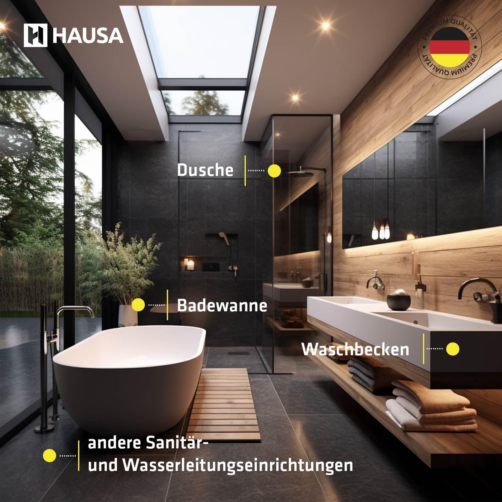 HAUSA Premium Sanitärsilikon anthrazit 18x 310ml HS100 Kartusche für Bad Dusche Küche hochelastisch wasserdicht UV- und witterungsbeständig Acetat Silikon-Dichtstoff