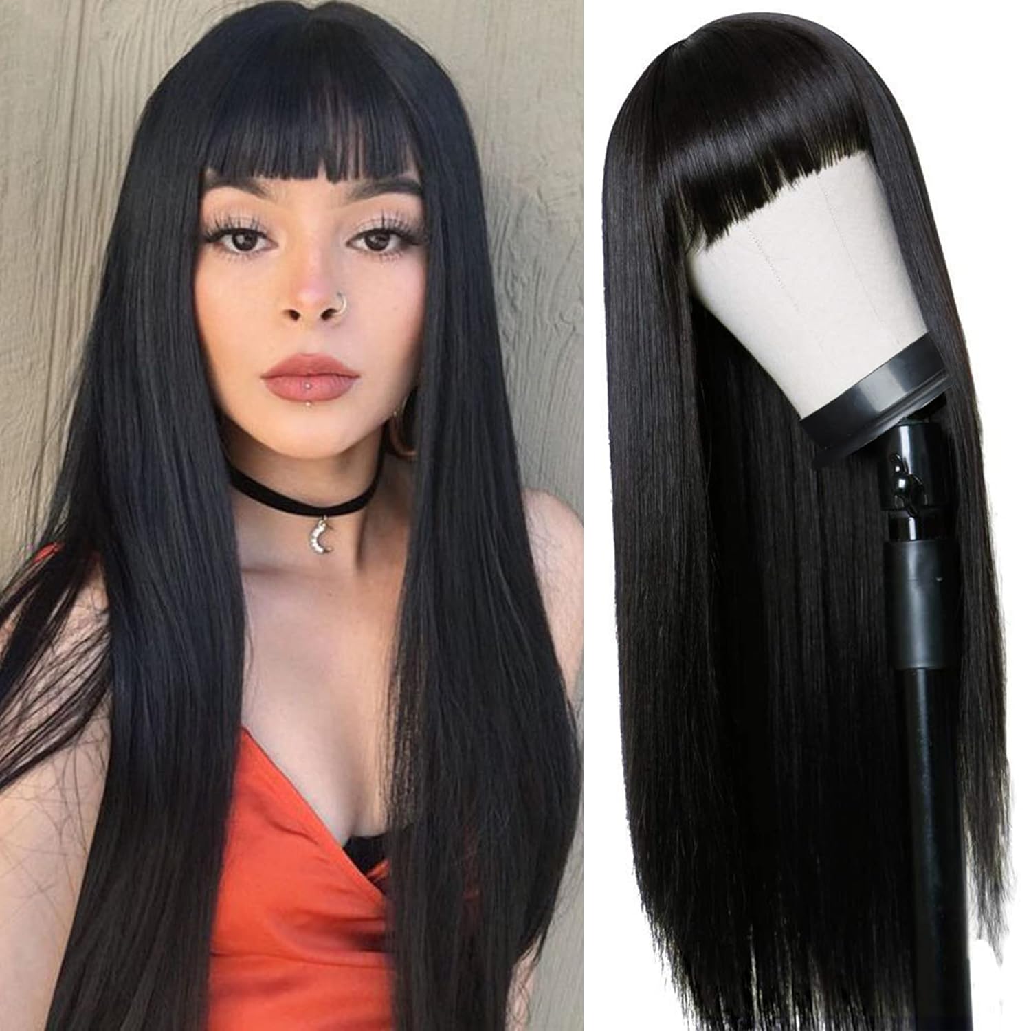 black wig with bangs