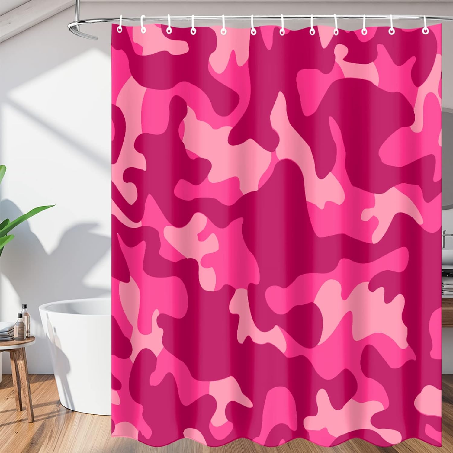Pardick Camo Shower Curtain Set for Bathroom With 12 Hooks, Waterproof 66"x72" Inch, Color Print for Bathtubs