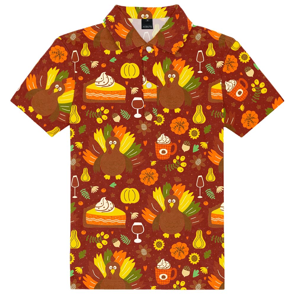AOBUTE Kids 4th of July Polo American Flag Short Sleeve Button Down Shirts Tops 3-14 Years