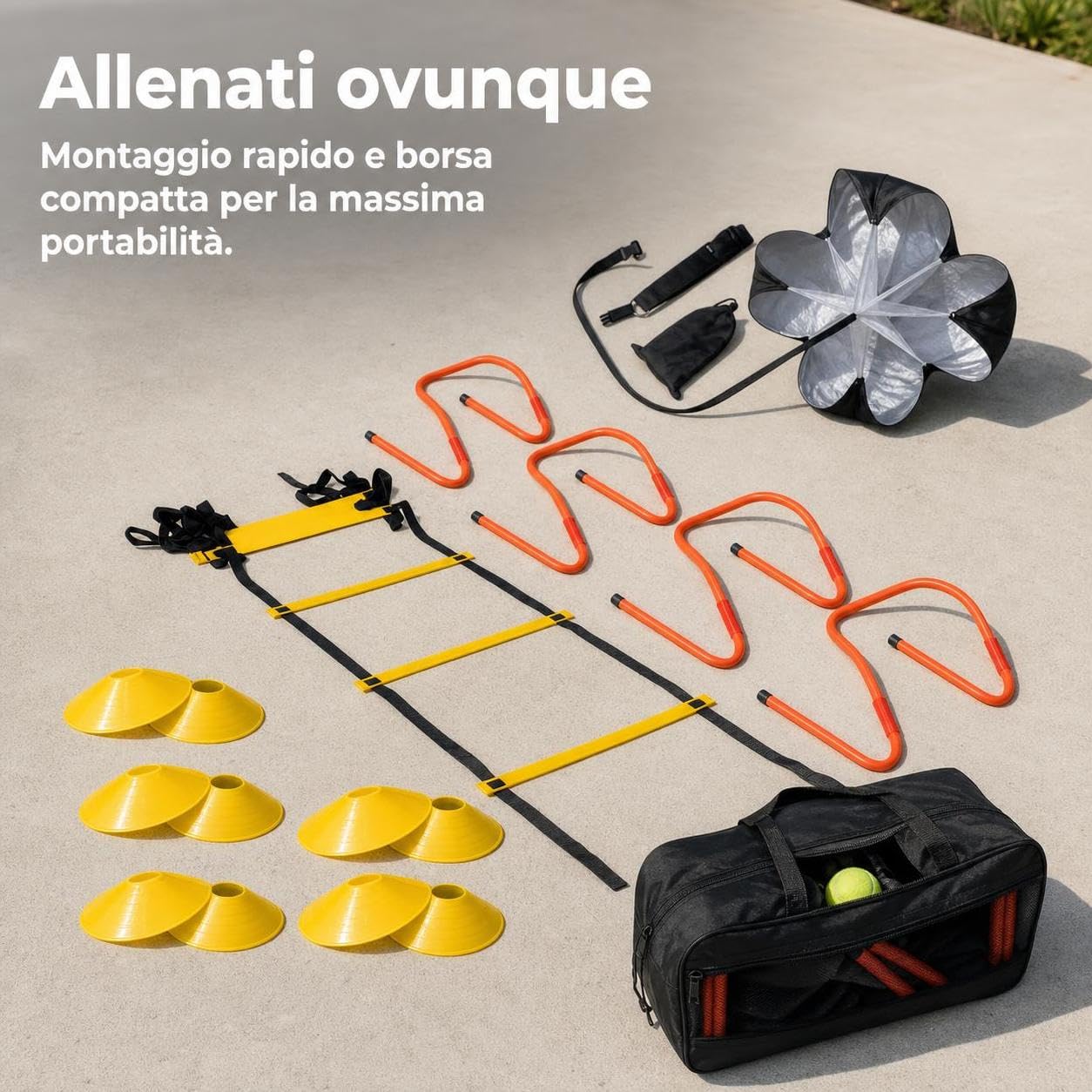 Homyl Set Agilità Calcio Allenamento, Set Portatile con Ostacoli Sportivi, per ragazzi, Set da 5 pezzi PLUS