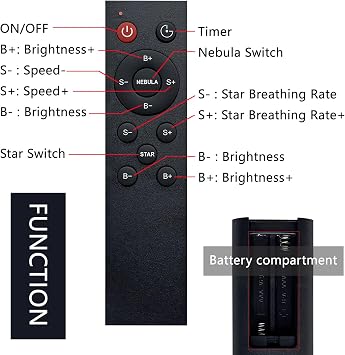 Replacement Remote Compatible with Mooyran -Astronaut Star Projector Night Light - Space Buddy Projector, Galaxy Starry Nebula Ceiling Projection Lamp with Timer and 360Adjustable-1 PCS