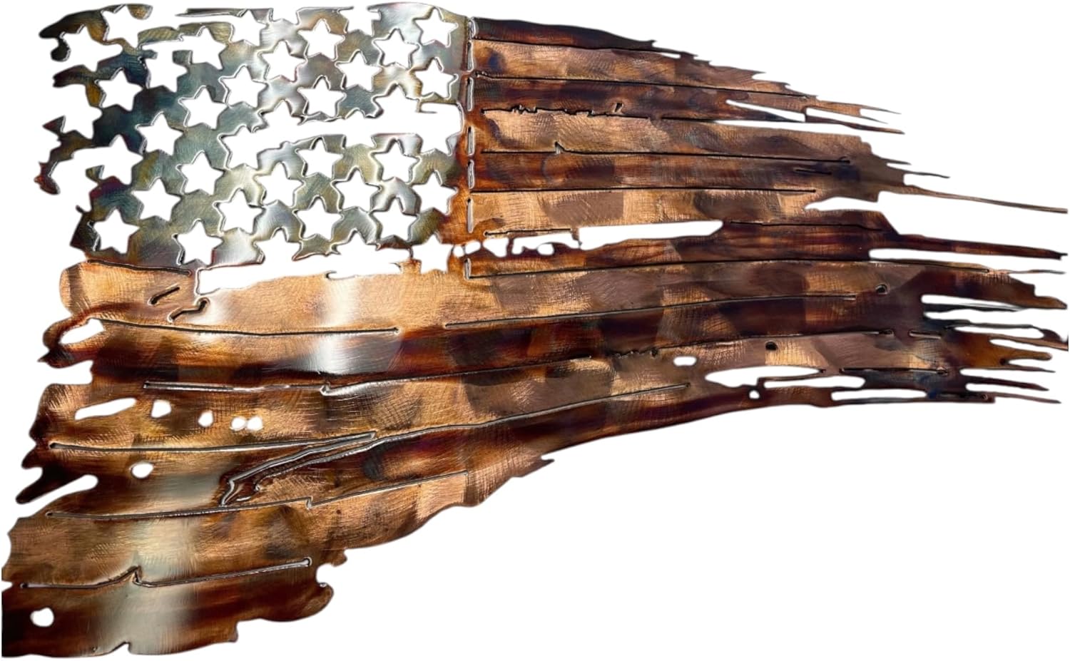 Tattered & Torn American Flag Metal Wall Art Copper/Bronze Pltd