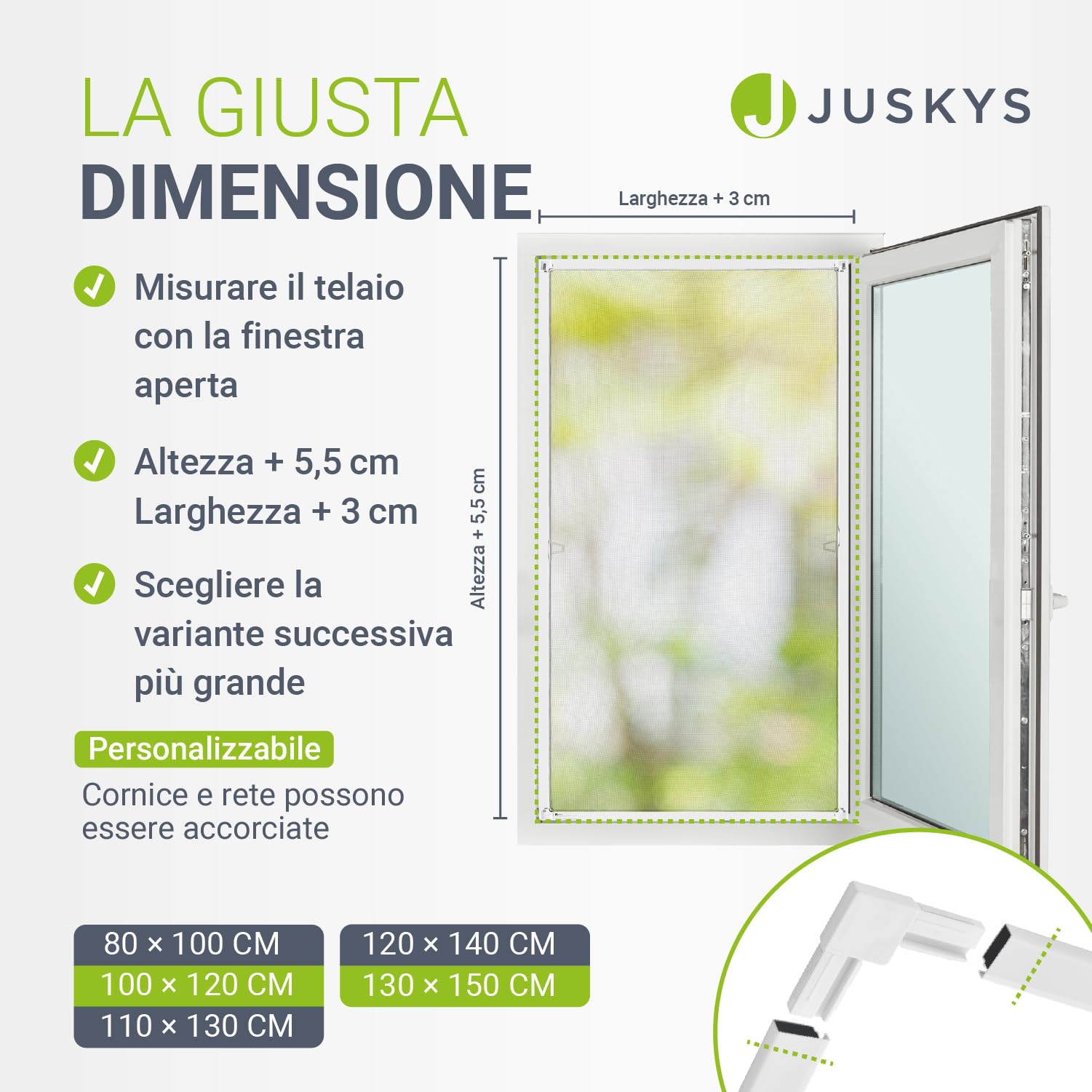 Zanzariera Per Finestre 130x150 Cm - Telaio Alluminio, Montaggio Senza Viti, UV Resistente - Foto 5