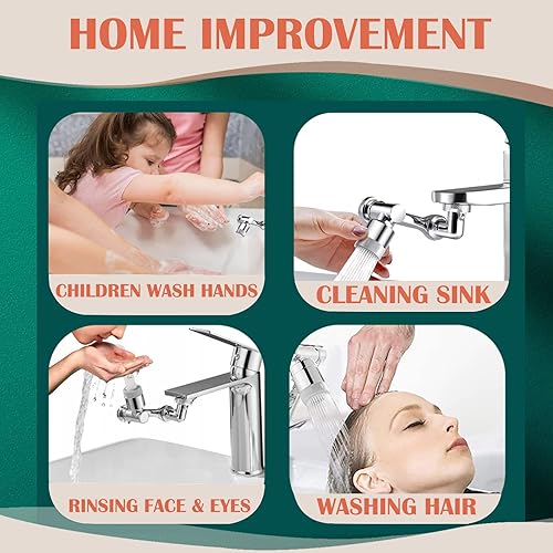 Miniatura 6 de Extensor de grifo giratorio de 1080 2 modos de salida de agua para fregadero de cocina y baño accesorio de pulverización giratorio de ángulo de 360