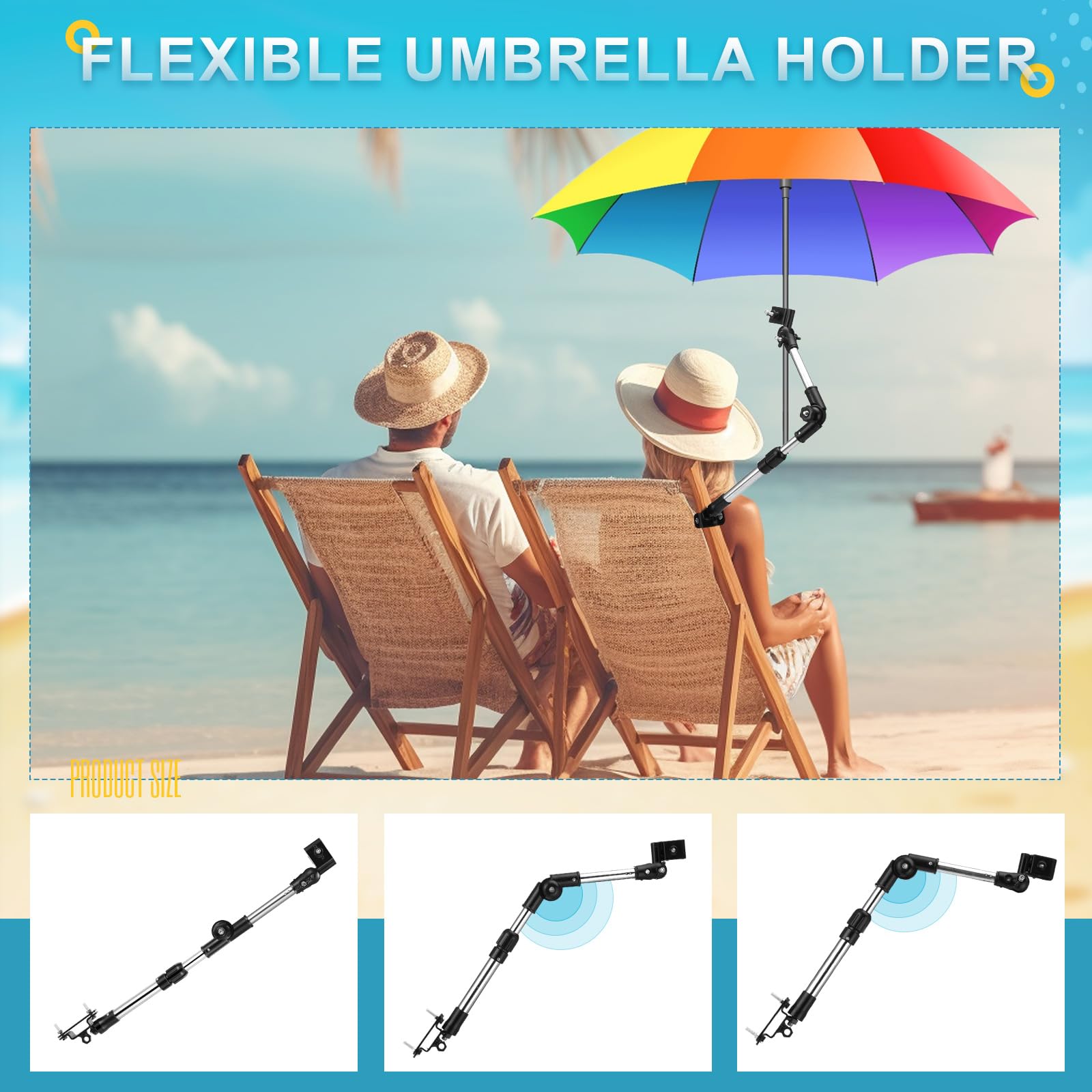 MorningRo Juego de 2 abrazaderas universales ajustables para paraguas de golf, soporte para paraguas para lluvia, apertura y cierre manual, para silla de playa, carrito de golf, cochecito