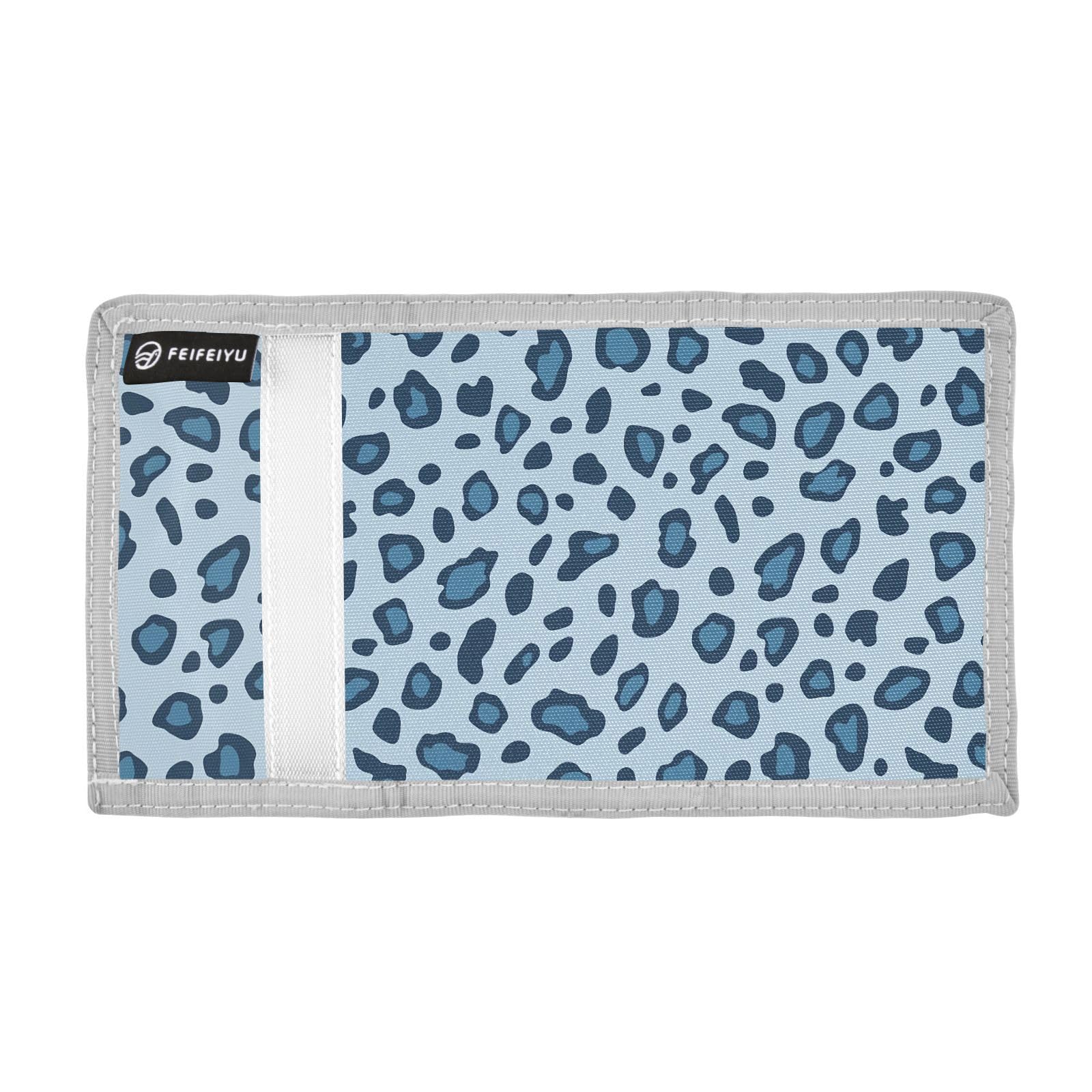 zyrtty Kids Wallets for Boys Girls Ages 4-18 Trifold, Leopard Blue Pattern Wallet with Zippered Coin Pocket and Card Holders, Novelty Wallet for Childrens Birthday Gifts