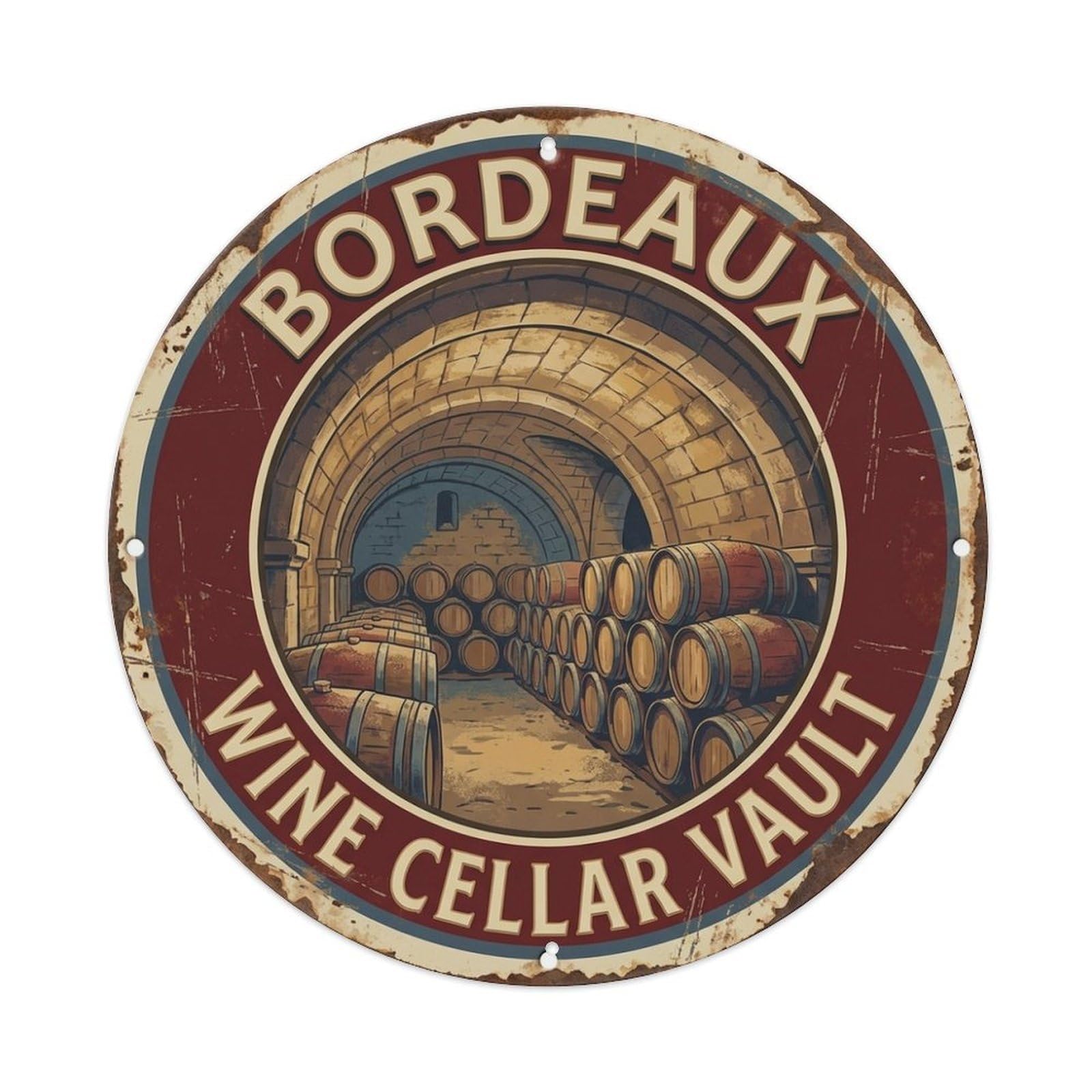 Grape Harvest Travel Bordeaux France Wine Cellar Vault Metal Tin Sign