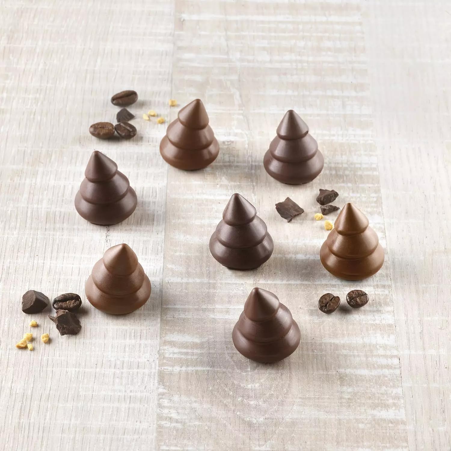 silikomart | 3D Tree Choc Silicone Chocolate Mold, Non-Stick, 11 Chocolates, Pack of 4 Molds, Easy Choc, Ø 130 mm, h 172 mm, Volume 96 ml, Made in Italy