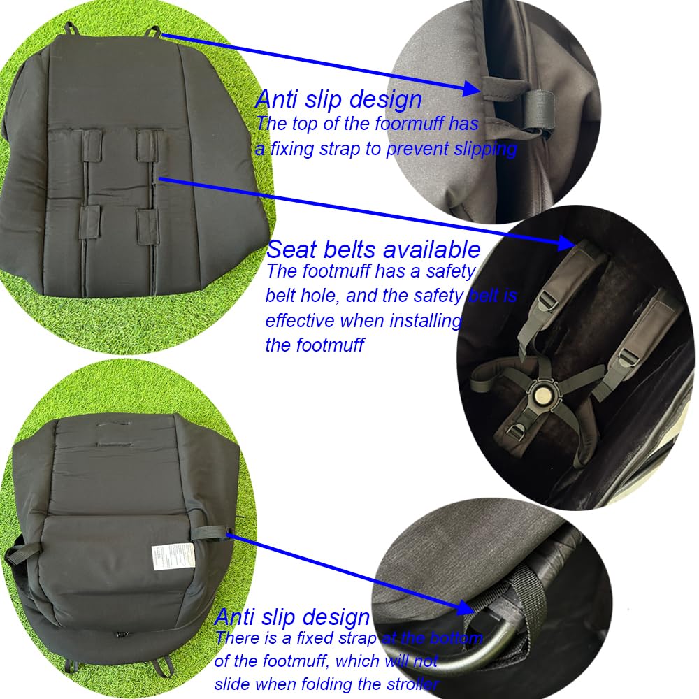 Cochecito Accesorios Alfombra de Pie Invierno Compatible con Bugaboo Butterfly, Saco Caliente para Bugaboo Bee, Tela Resistente a la Lluvia (Negro)