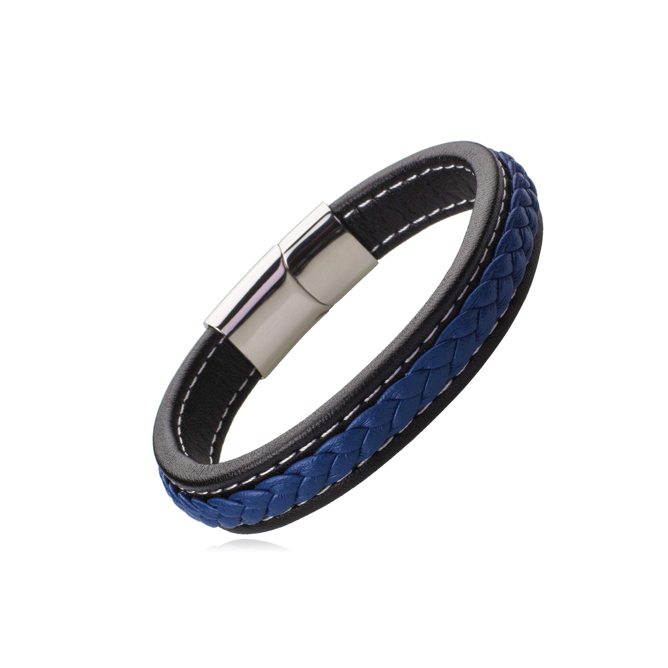 Shining Jewel Multilayer Braided Leather Bracelet for Men/Boys with Stainless Steel Clasps (SJ_3230_BL) (B07H6MS7G6) Amazon Price History, Amazon Price Tracker