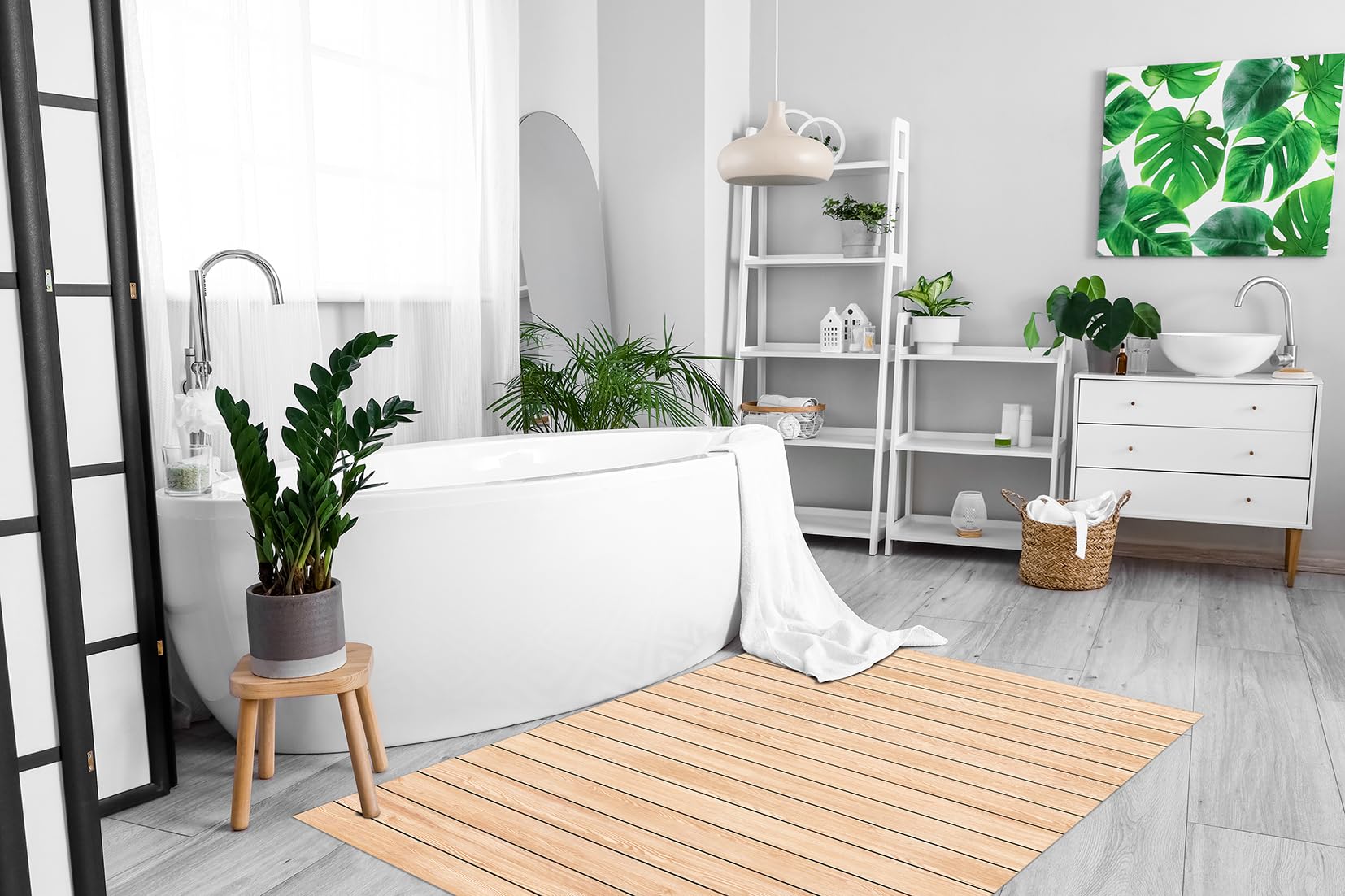 DobleUve Estudio Alfombra Vinílica Madera Color Beige 80x200 cm | Vinilo para Salón y Cocina | Suelo Lavable Antideslizante para Verano
