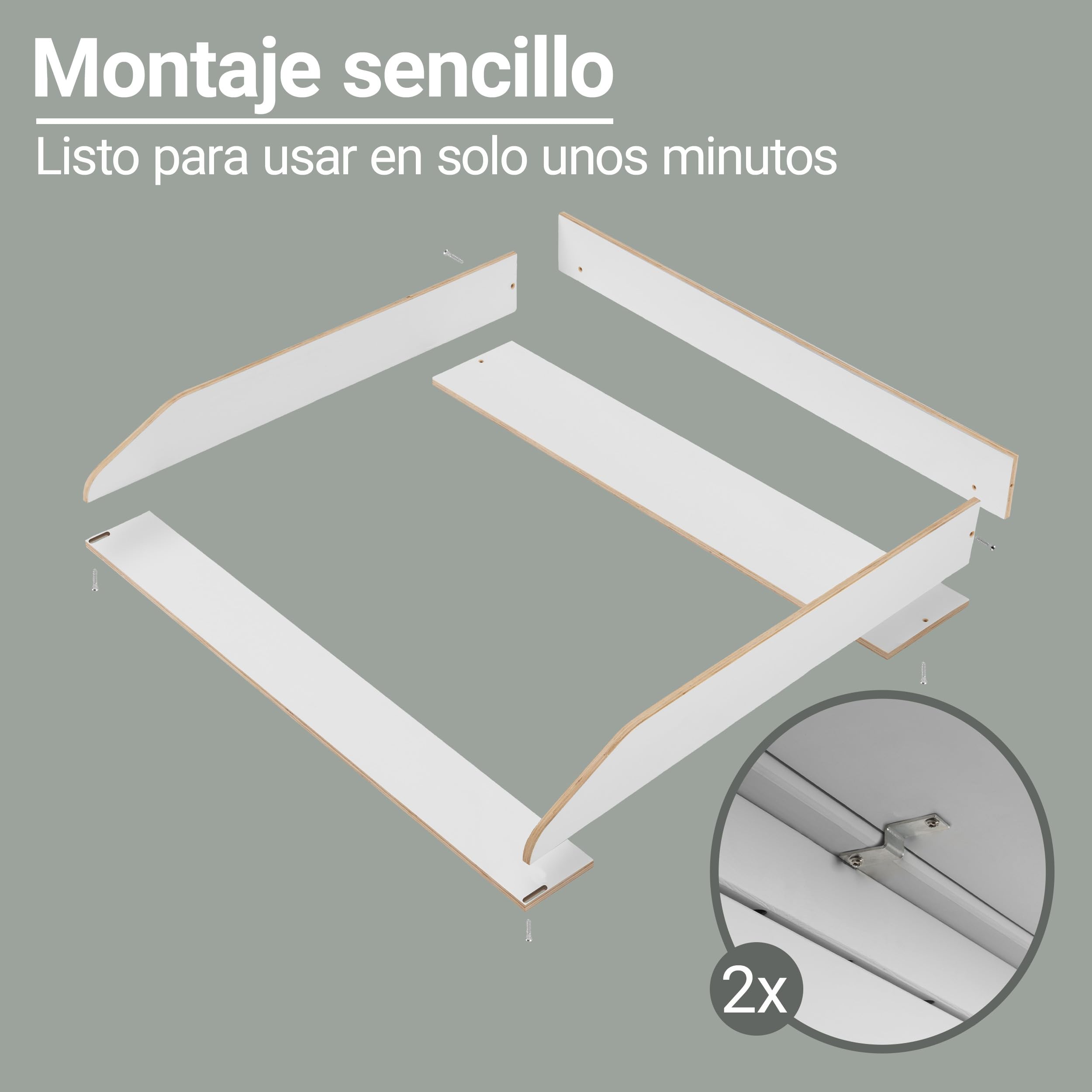 Jonka Adaptador para Cambiador Hemnes IKEA Cómoda de 108 y 160 cm | Cambiadores Bebé de Madera Natural para Cómodas | Certificado Bajo Normativa de Seguridad Europea DIN EN 12221 – Blanco