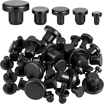 50 PCS Silicone Rubber Hole Plugs 1/8" 3/16" 1/4" 5/16" 3/8" Holes Rubber Bumper Plugs Round Rubbers Stoppers Plug Black Rubber-Plug Kit Assorted Sizes for Round Holes Bottles Tube