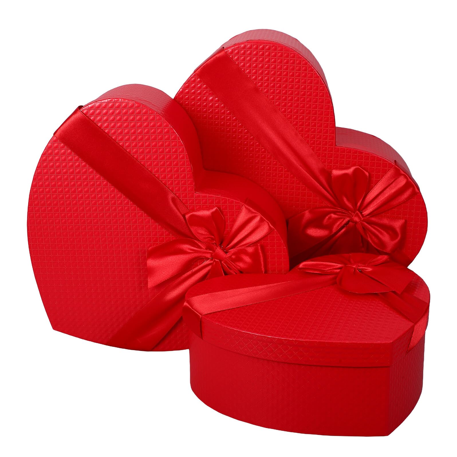 Gogogmee Herzförmige Geschenkbox 3 Stück Valentinstagsbox aus Karton Zartes Verpackungszubehör in Rot Große Mittlere Kleine Blumenbox für Valentinstag Hochzeit Jahrestag