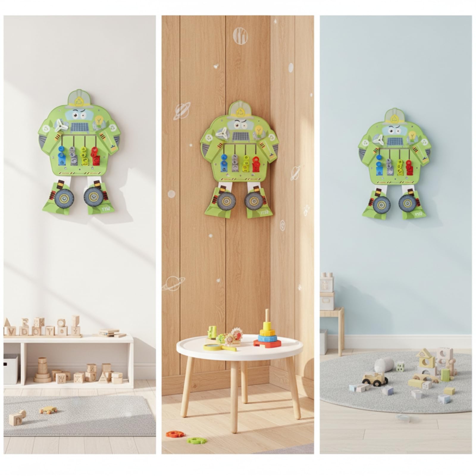 Gralara Pannello Attività a Forma di Camion Interattivo Lavagna Sensoriale Sicuro Giocattolo per Bambini, Asilo Nido, Sala D'attesa