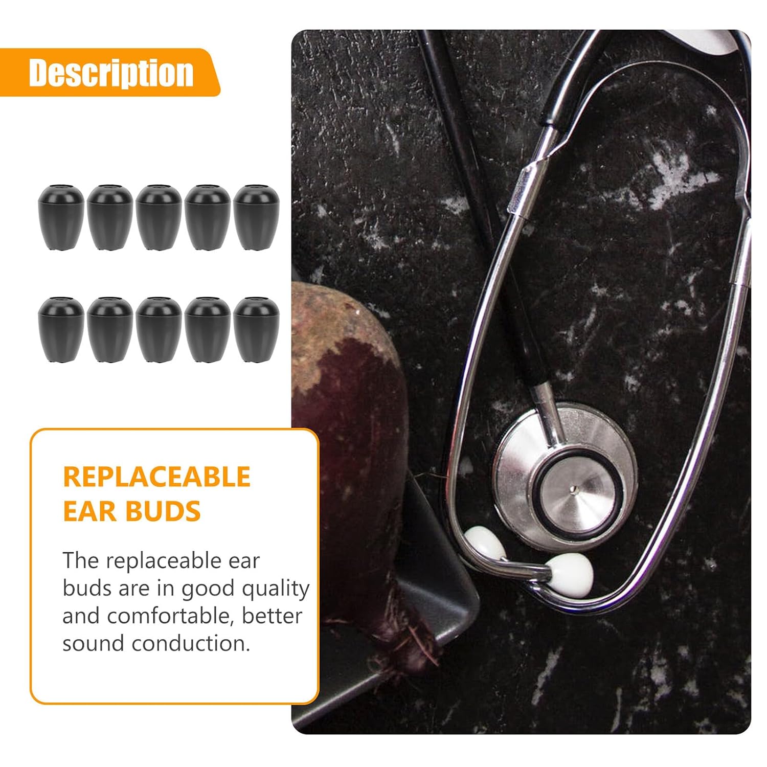 Ipetboom 10 Pairs Silicone Stethoscope Earbuds Replacement Earpieces Soft Comfortable Healthcare Accessories for Nurses Doctors and Students (10 Pairs Pack)