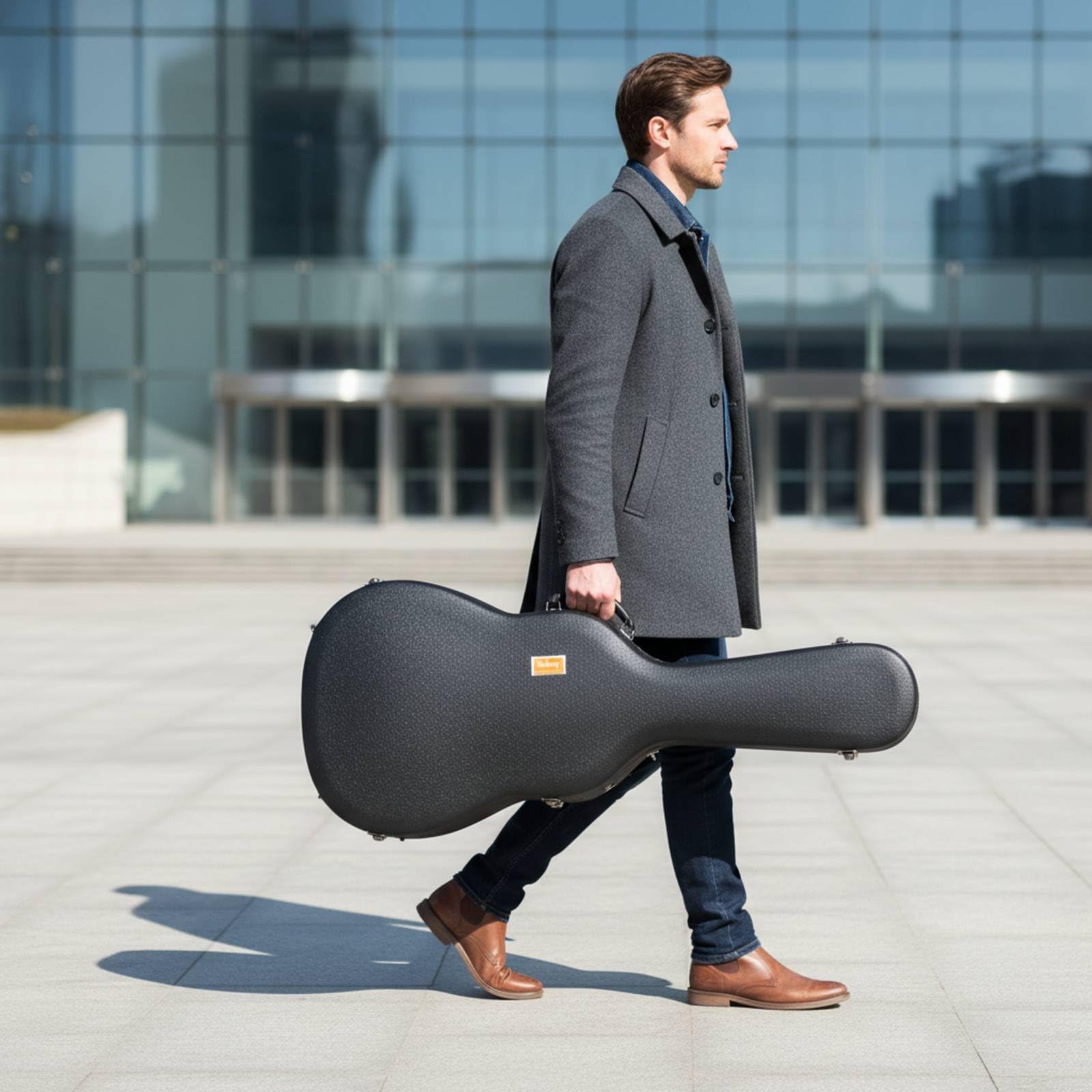 TISHITA Étui Guitare Rigide Étui Coque Housse Coffret avec Coque Solide et Rembourrage Épais 15 Mm Contre Frottements et Chocs pour Facile 2.4 Kg Suitable, pour Guitare 40/41 Pouces, Léger, 2.4KG