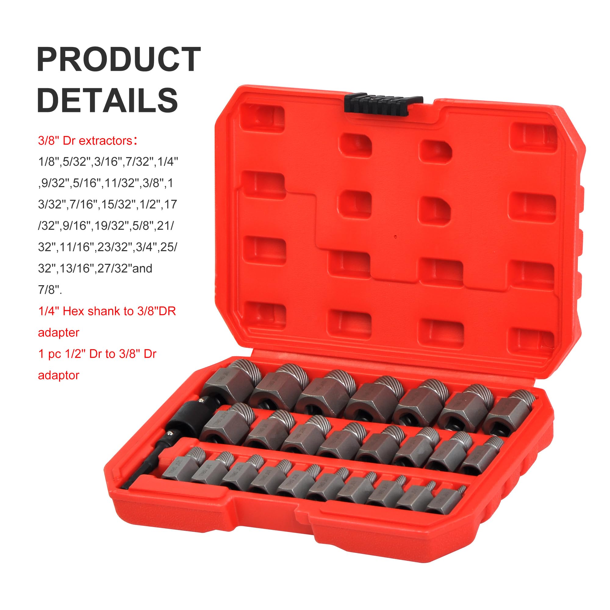 Juego de extractores de grifo de cabeza de acero, kit de 10 piezas para tornillos pelados, construcción duradera para una fácil extracción de tornillos dañados