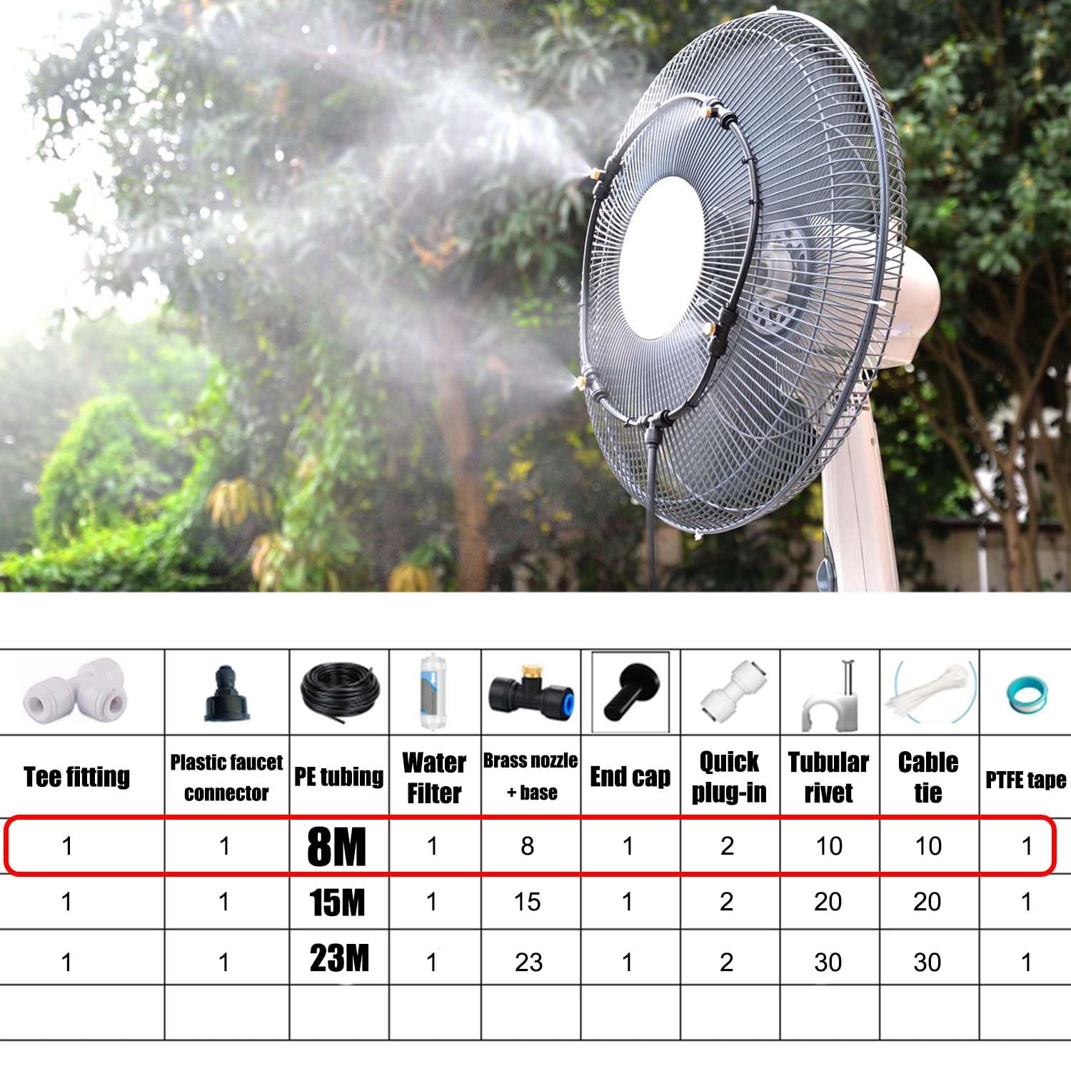 Sistema Di Irrigazione E Raffrescamento A Nebulizzazione,Sistema Fai-Da-Te Di Raffrescamento A Nebulizzazione D'Acquarimovibile,Per Esterni Patio,Giardino,Serra,Ombrellone，23M