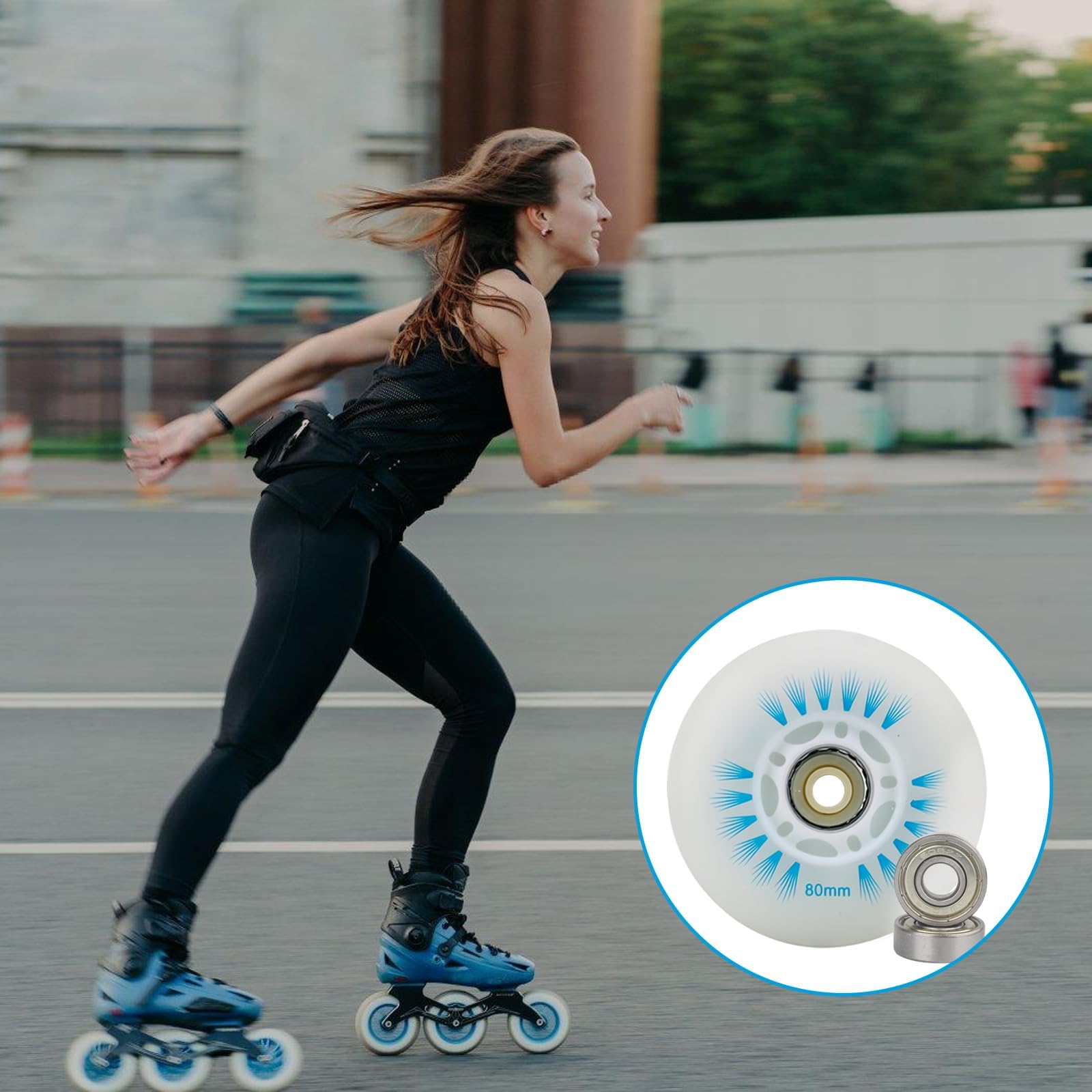 Inline Skate Rollen, Weiße Flash Wheel Ersatzrollen für Skateboards, Scooter, Rollschuhe, Gepäck, Stabilisatoren