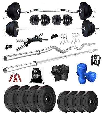 BODYFIT 30 Kg Combo Home Gym Kit Set Gym Rods + 2 x 14? Dumbbell Rods n Accessories.
