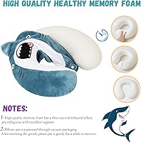 Vista 4 de Linda almohada de cuello para viajes, almohada de cuello para niños con máscara para los ojos para dormir, almohada de espuma viscoelástica
