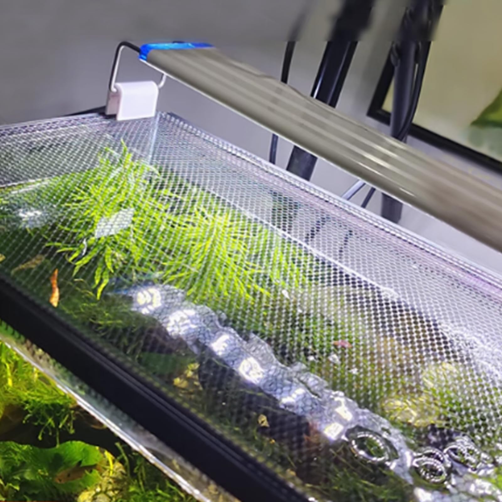 Couvercle Aquarium,Filet en Maille Transparente pour Aquarium,Plastique Grille de Protection Empêche Les Poissons de Sauter et Protège Contre Les Chats,1 x 2 m
