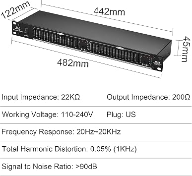 Audio Equalizer EQ-215 Dual Channel 15-Band Equalizer 1U Rack Mount 2-channel Stereo Graphic Equalizer Stereo Equalizer Graphic Equalizer