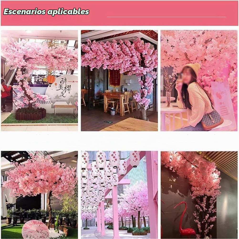 Rosado,1.8*1.5m/70*59in,áRbol de Flor de Cerezo Rosa Japonesa Artificial, árbol Flores de Cerezo Artificial, Hecho a Mano, para decoración de Interiores y Exteriores, hogar, Oficina, Fiesta, Boda,