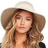 FURTALK Womens Beach Sun Straw Hat UV UPF 80+ Travel Foldable Brim Summer UV Hat Medium-Large Mix...