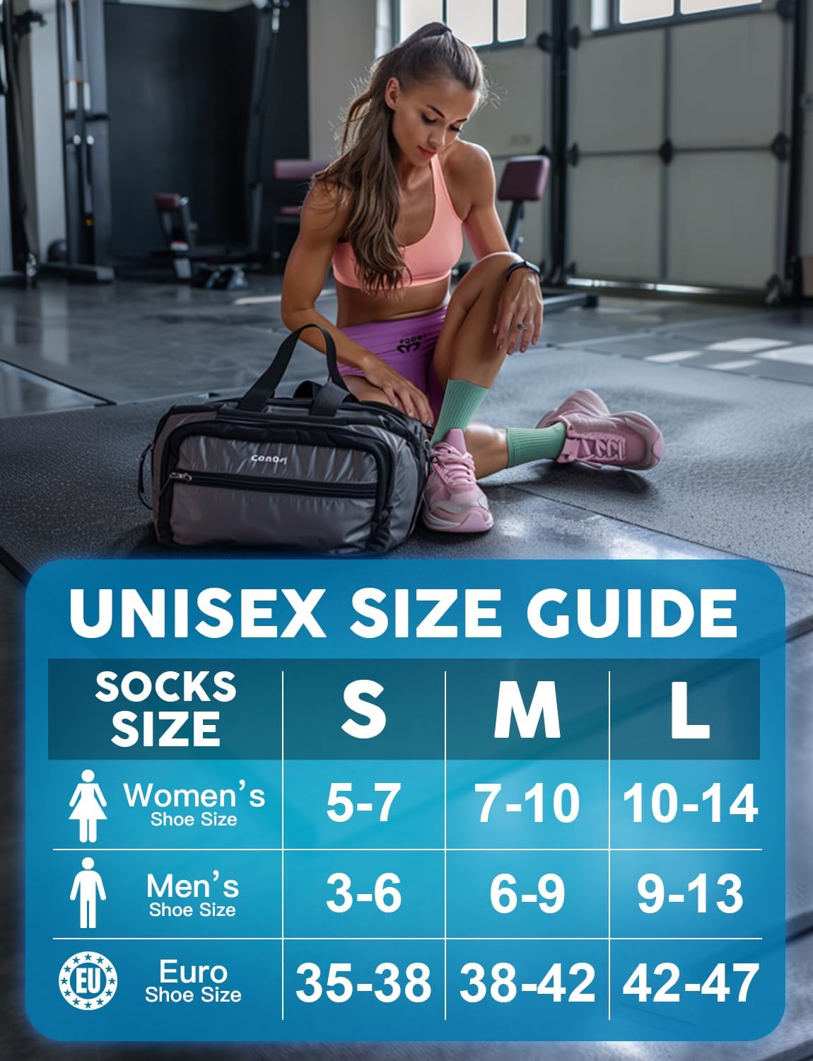 Womens Coolmax Bamboo Viscose Compression Running Crew Socks, Moisture-Wicking Anti-Blister Hiking&Gym Athletic - Image 2