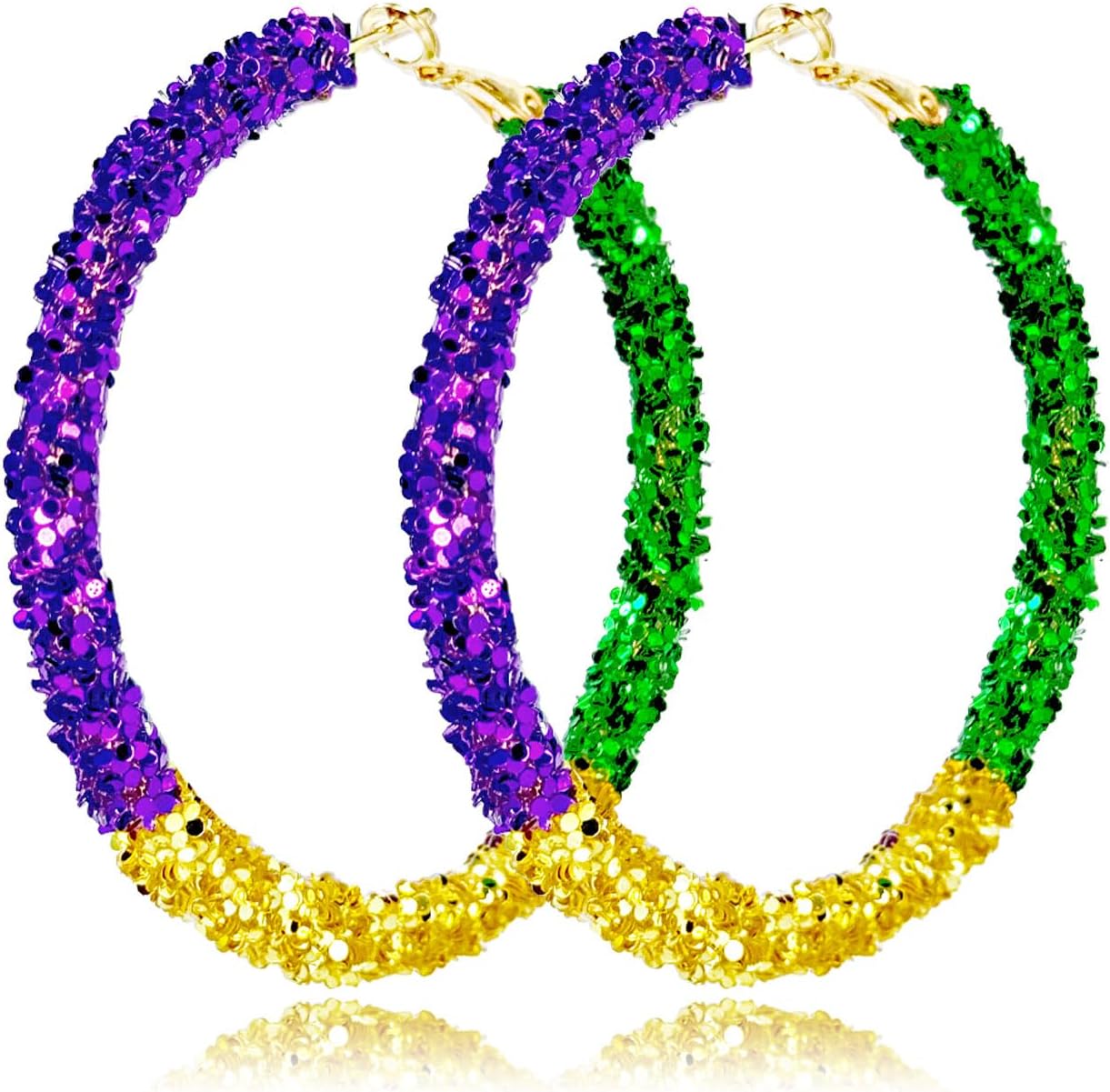 Mardi Gras Earrings, Shining Hoop Mardi Gras Earrings for Women, Mardi Gras Accessories Jewelry for Mardi Gras Shirt, Mardi Gras Party Favors 2025
