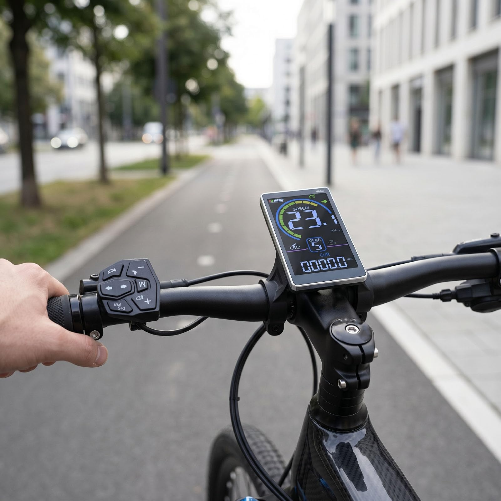 RiToEasysports Pannello di Controllo per Bici Elettrica Display LCD in PVC ABS Misuratore Connettore a 6 Pin IPX4 Schermo Multifunzione con UART 9600 per Ciclisti di Scooter Elettrici Pendolarismo