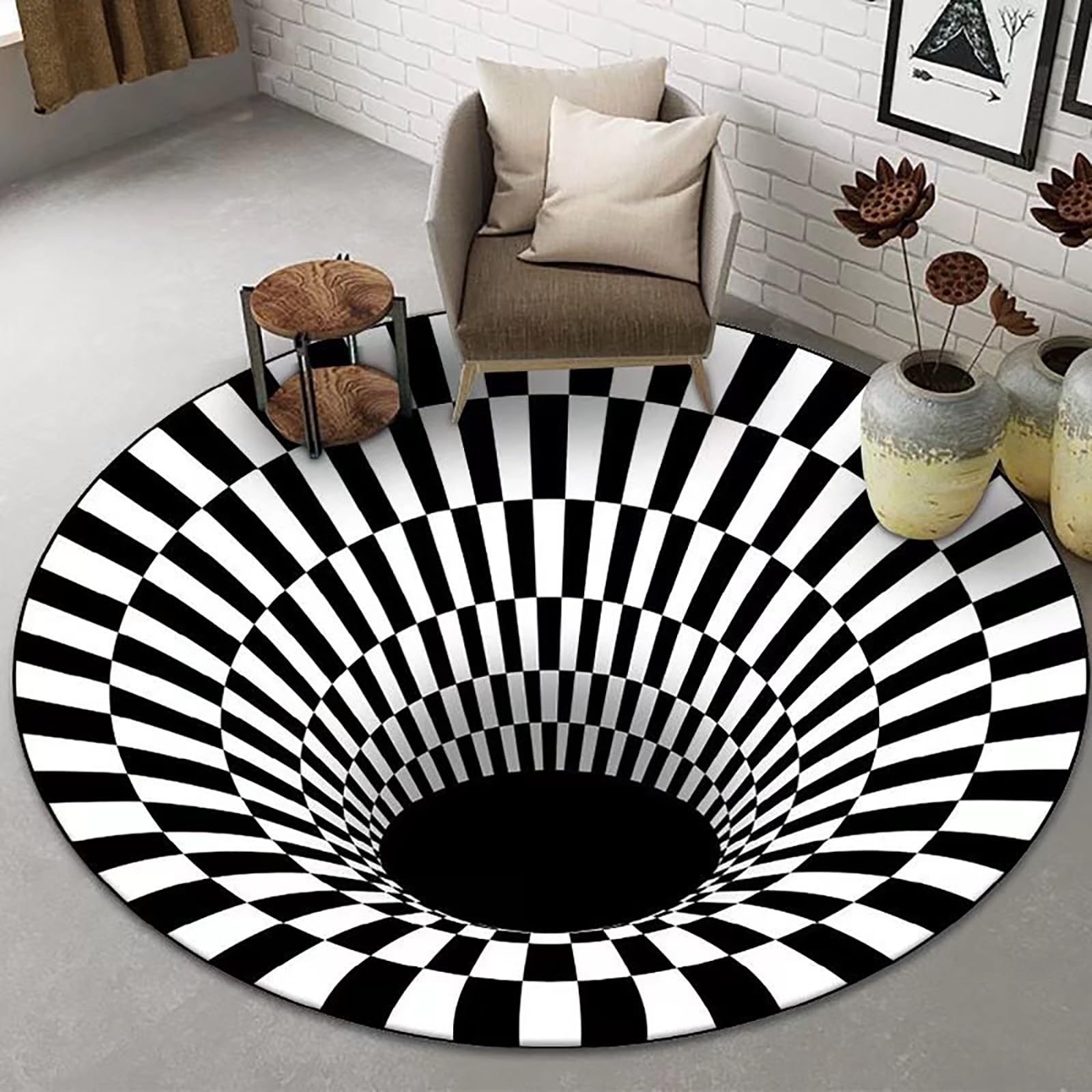 Tapis Vortex 3D illusion d'optique pour un salon moderne et un sol original