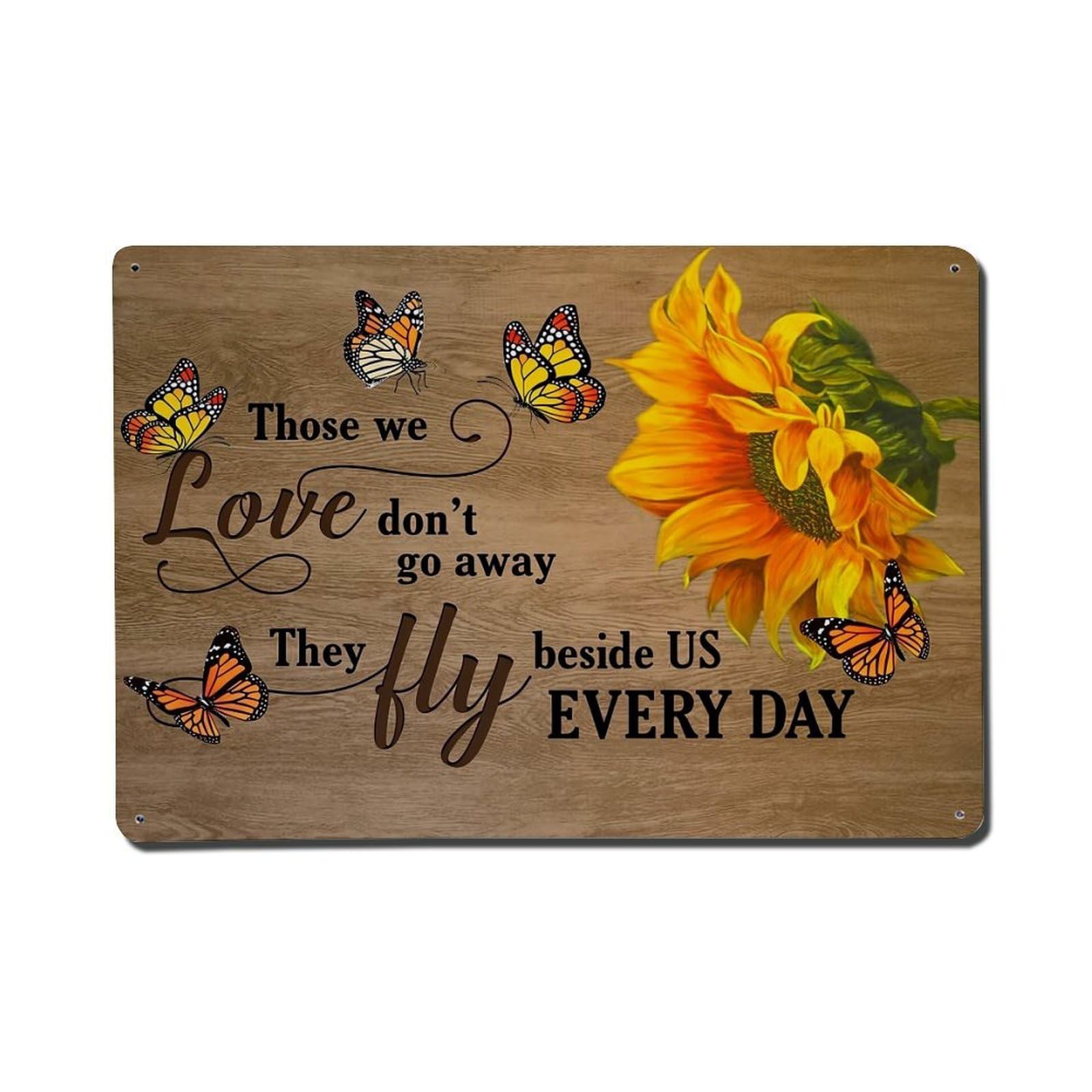 Sunflower Butterflies Love Quote Art Retro Metal Tin Sign, Vintage Decor Art Poster for Bar, Home, Man Cave, Kitchen, Laundry Room Gift 8x12Inch