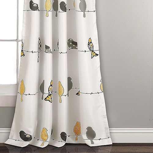 Miniatura 5 de Lush Decor Rowley Birds - Cortinas de pájaros para oscurecer la habitación, juego para sala, comedor, dormitorio (par), 52 pulgadas de ancho x 95