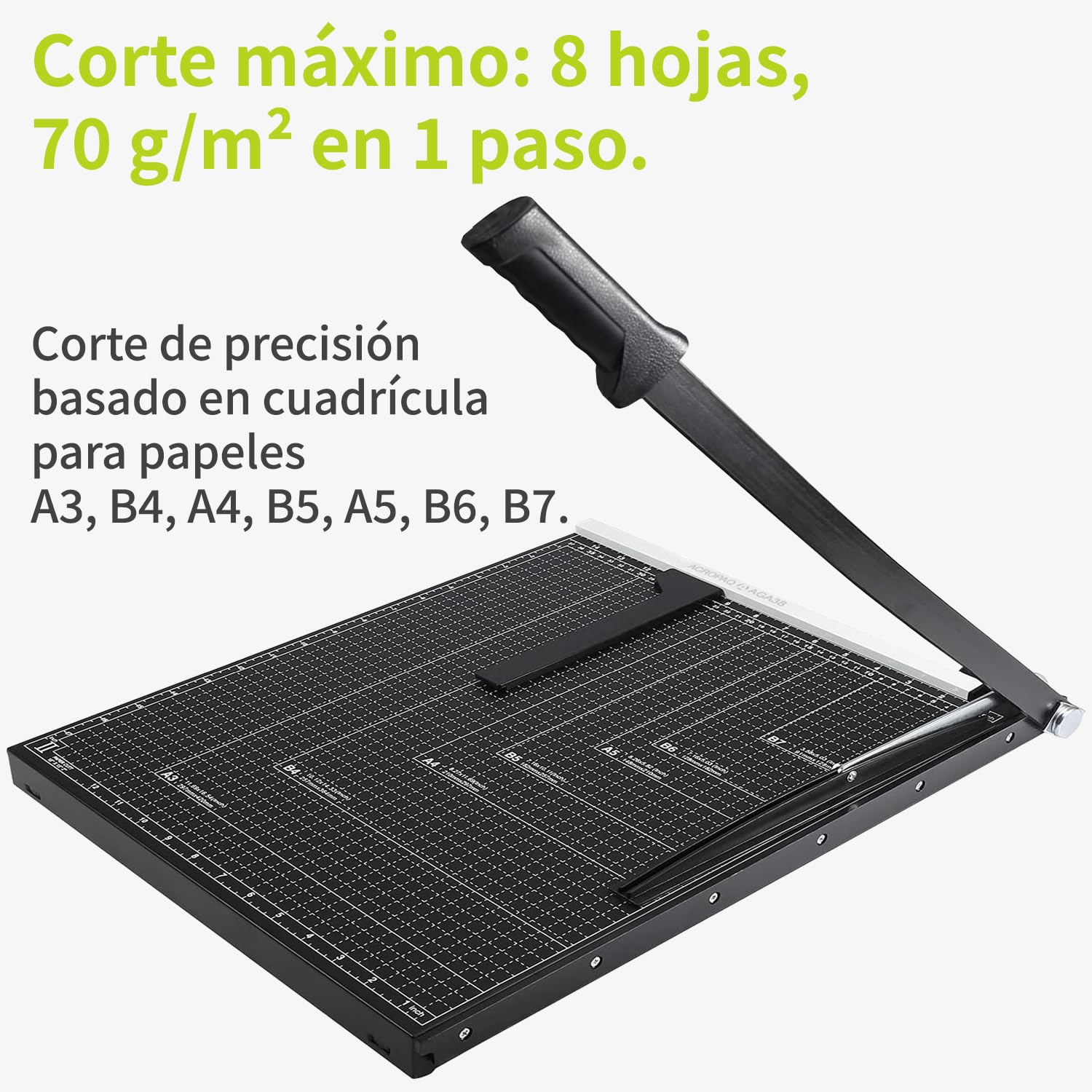 ACROPAQ Guillotina de Papel Cortador de Papel A3 A4 460mm 8 Hojas Base de Metal