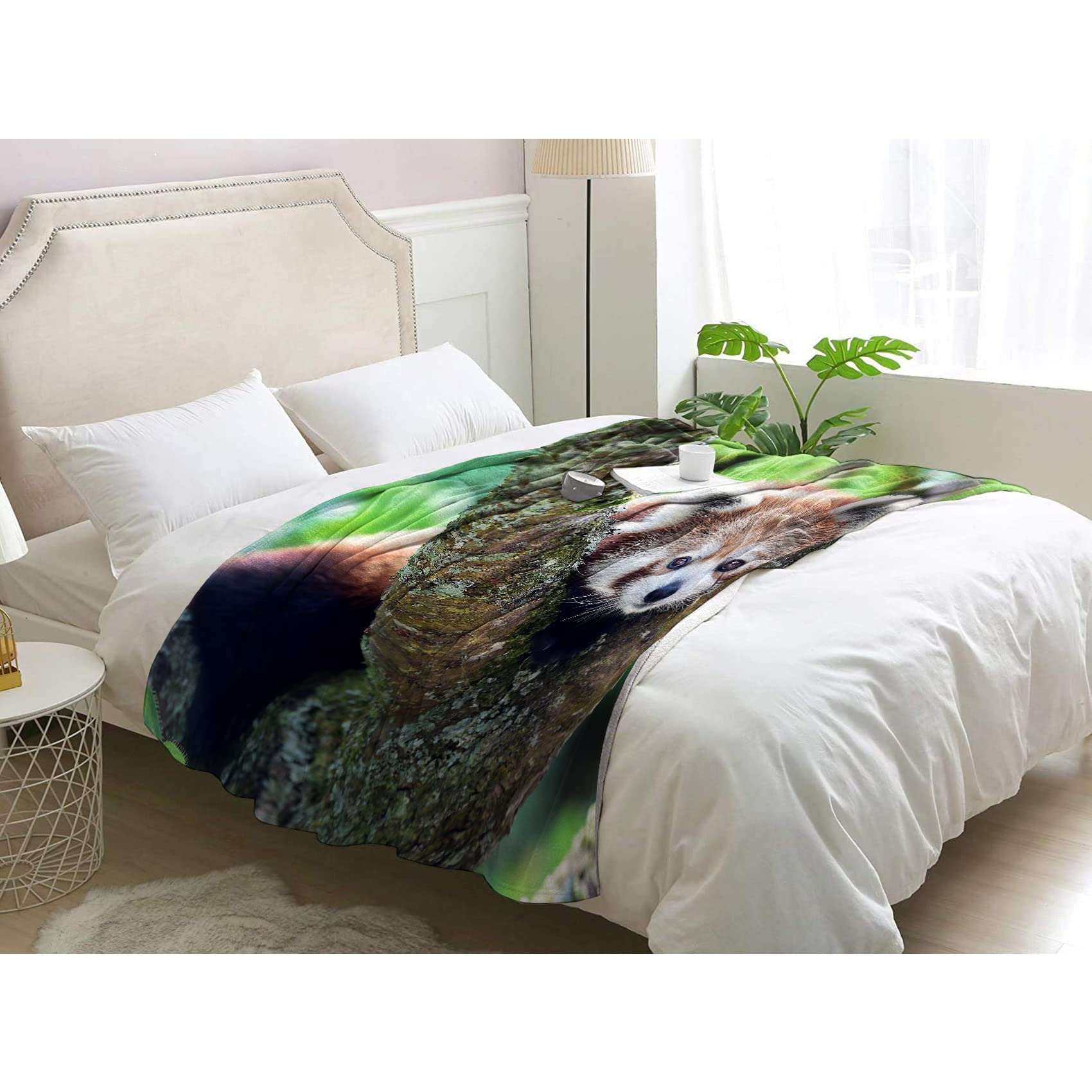 Plaid panda rouge couverture polaire 150x200 2 personnes canapé