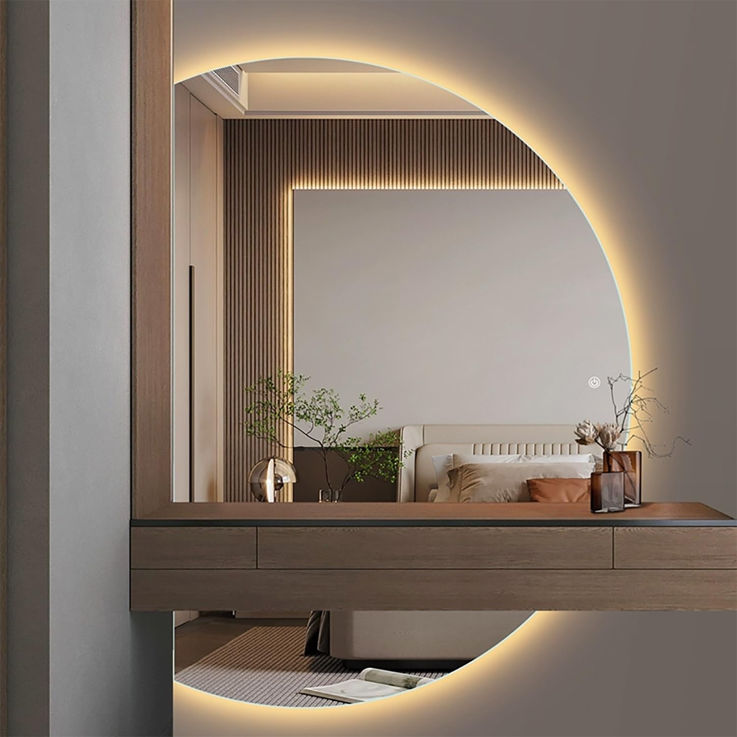 FGXHHS Dimmable Backlit with Touch Switch, Anti-Fog, Shatter Proof, Frameless Design for Vanity Lighting