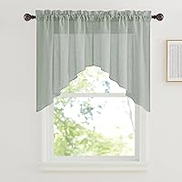 Vista 47 de RYB HOME Cortinas Blancas con Textura de Lino, Cenefas Transparentes, Complementos Superiores para Ventanas, Cortinas Semitransparentes para Cocina