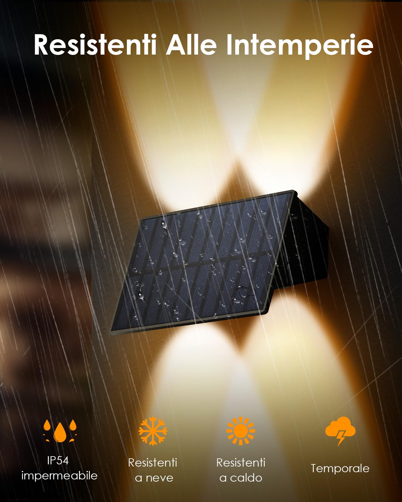 IIRARA Lampada Solare da Esterno Bianca Calda e RGB Applique da Esterno Solare Basso e Alto Lampade Solari a LED da Esterno Impermeabile 2 Articoli Lampade da Esterno Giardino 120 Lumi per Cortile