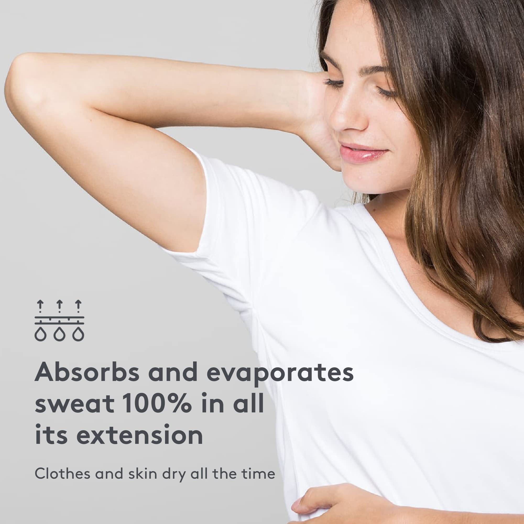 T-Shirt Anti-Taches de Transpiration pour Femmes - absorbe et évapore la Transpiration, Anti-trasnpiration, Anti-Taches, Anti-odeurs, 100% transpirable hyperhidrose.