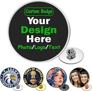 Custom Pins Bulk Personalized Design Your Own Photo Logo Text Name Tag Pins Button Lapel Pin Gifts for Christmas Birthday Graduation Anniversary Valentines Day