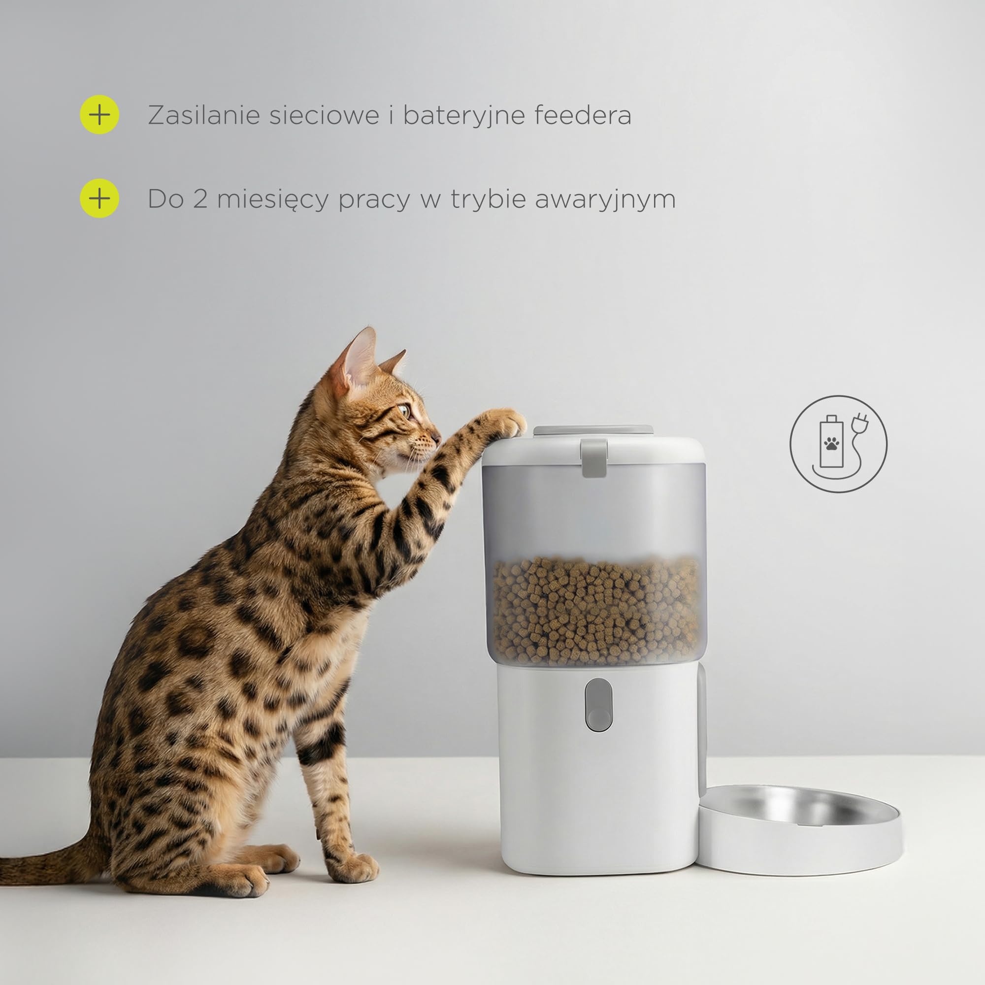 Feast Automatyczny Dozownik Karmy dla Kotów z Aplikacją i Kamerą, WiFi, Harmonogram 5 Posiłków, Kontrola Porcji i Dłuższa Świeżość, Miska ze Stali Nierdzewnej, Zestaw z Fontanną dla Kota 2,5 l