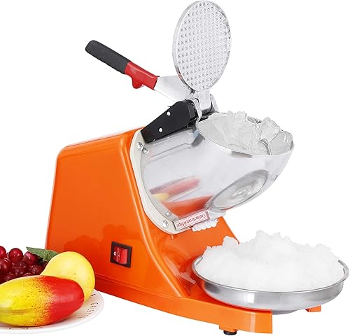 Máquina de hielo afeitado, trituradora de hielo eléctrica, máquina de cono de nieve de acero inoxidable para uso doméstico y comercial, 143 lbsh,
