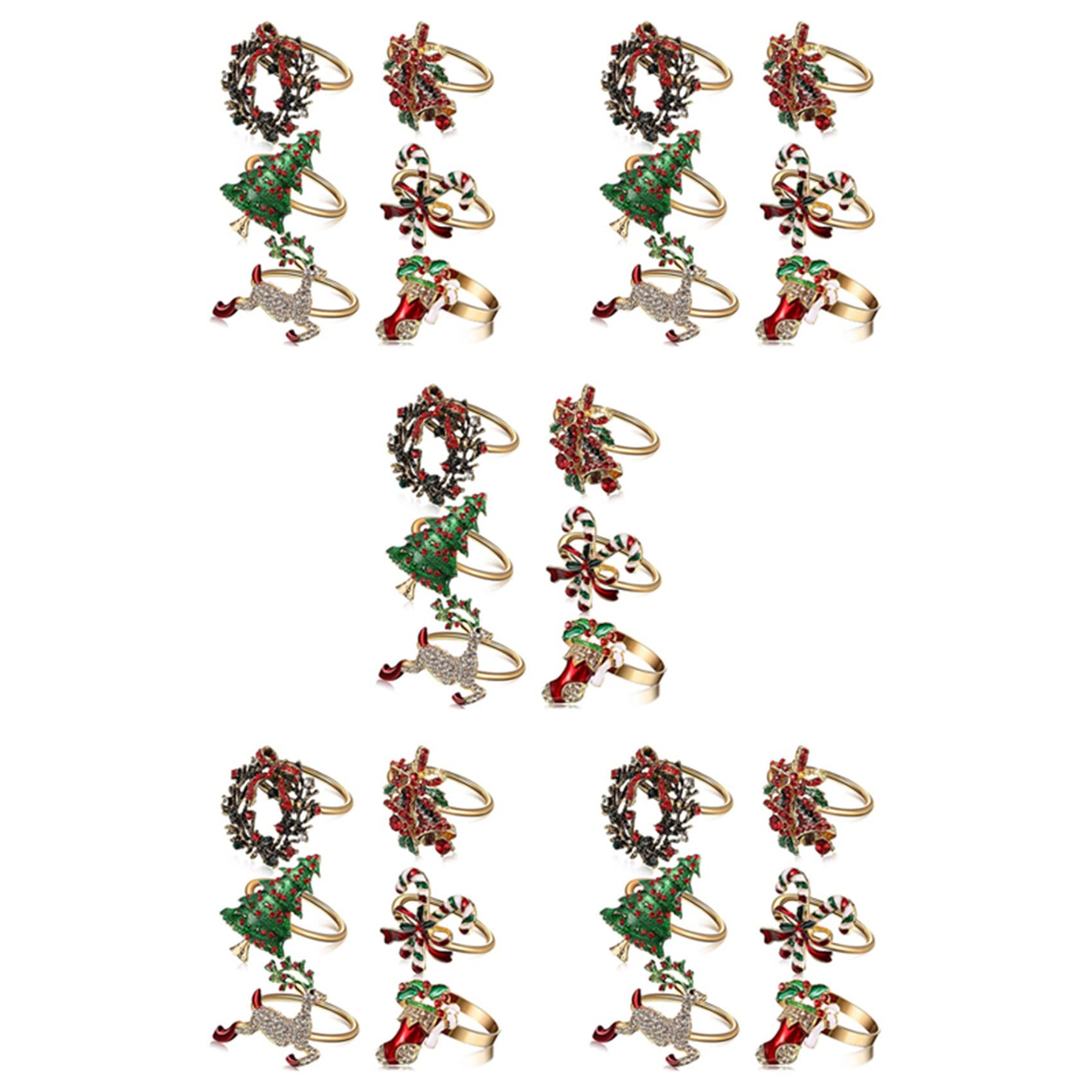 Hndhbfgrt 30Pcs Christmas Napkin Rings Xmas Napkin Holder Rings Wreath for Holiday Party Dinner Table Decoration
