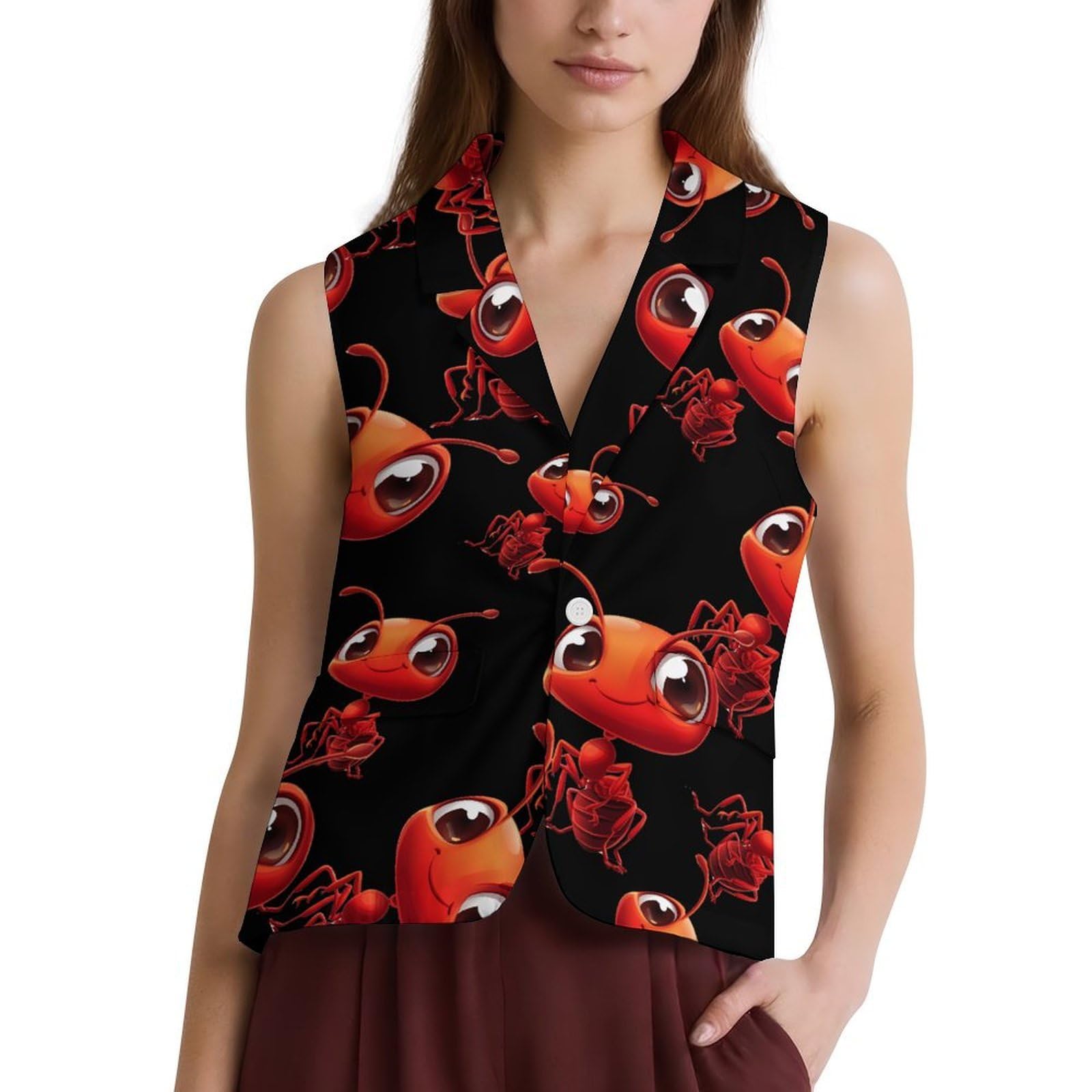 Ant Insect Keeper Womens Vest Sleeveless Jacket Vests Work Office Suit Waistcoat