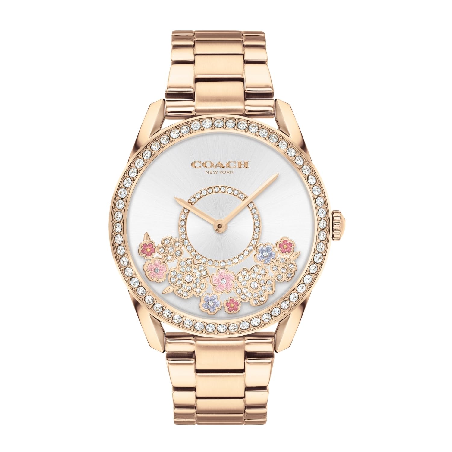 Coach Preston Qtz Basic Silver White Round Dial Womens Watch|Ionic Plated Carnation Gold Steel Material|Gold Color Band - 14503776 (B08ZRW9XH8) Amazon Price History, Amazon Price Tracker