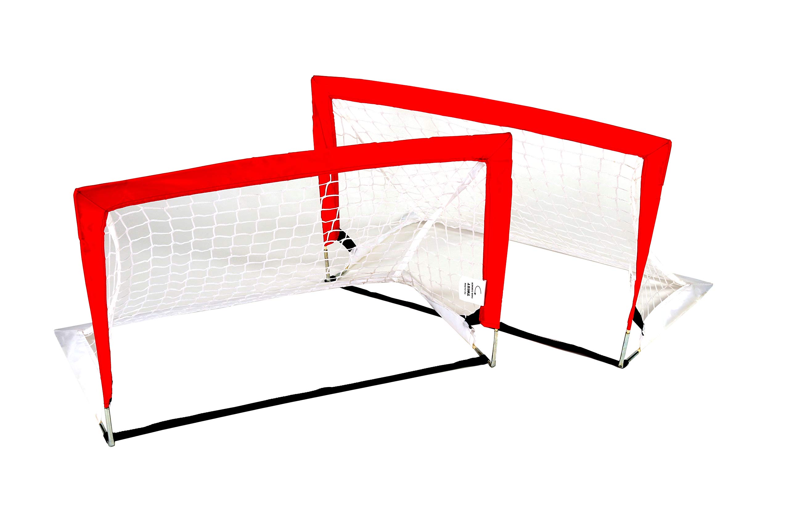 Bandito Kit de buts pop-up Quadro pour hockey amusant, hockey sur terrain, football, hockey sur glace et autres sports - Résistant aux intempéries - Robuste et stable - Rouge/blanc